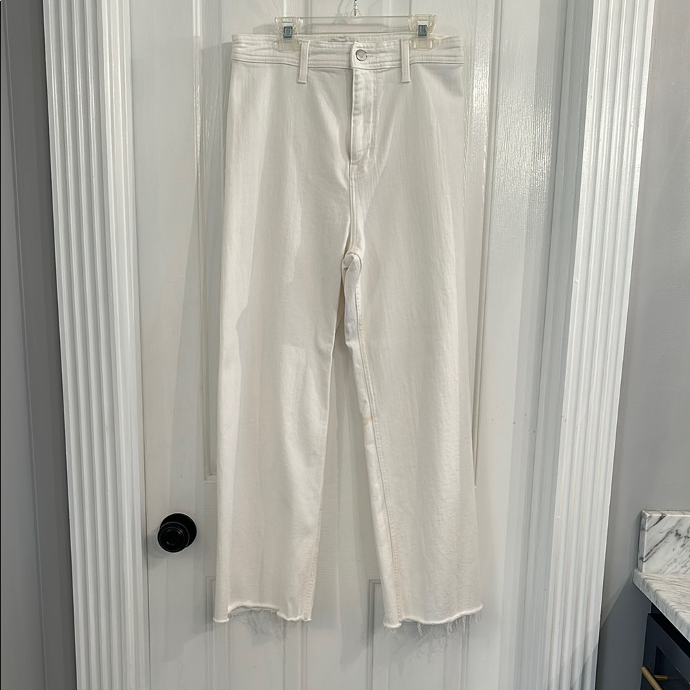 Pistola White Flare Leg Jeans with Raw Hem SZ 29